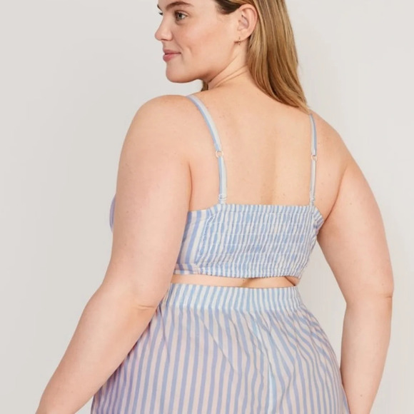 OLD NAVY Matching Printed‎ Smocked Bralette Top in Blue Stripe - Picture 3 of 10